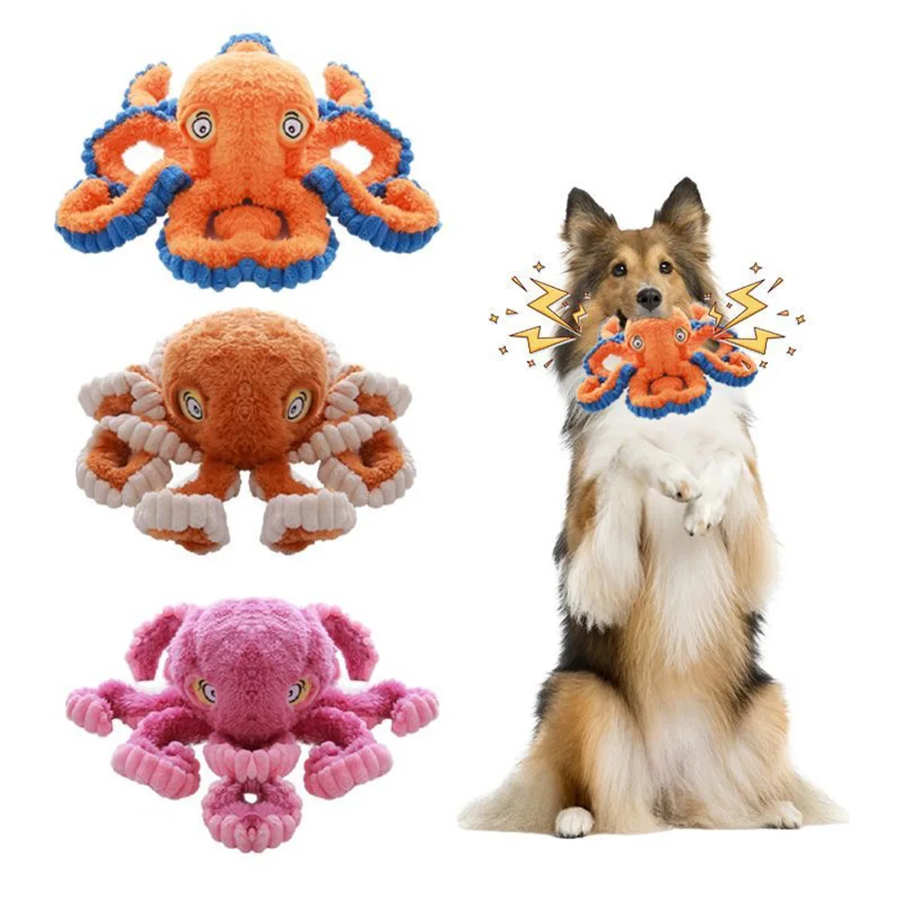 

Pet Plush Toy Octopus Dog Interactive Toy Indestructible Bite Resistant Sound Puppy squeaky Octopu Dogs Rattle For Toys Supplies