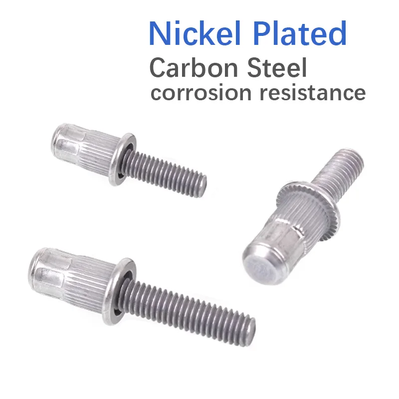 50pcs flat head rivet bolts, cap screws used for automotive, carbon steel with nickel & zinc plated rivet studs