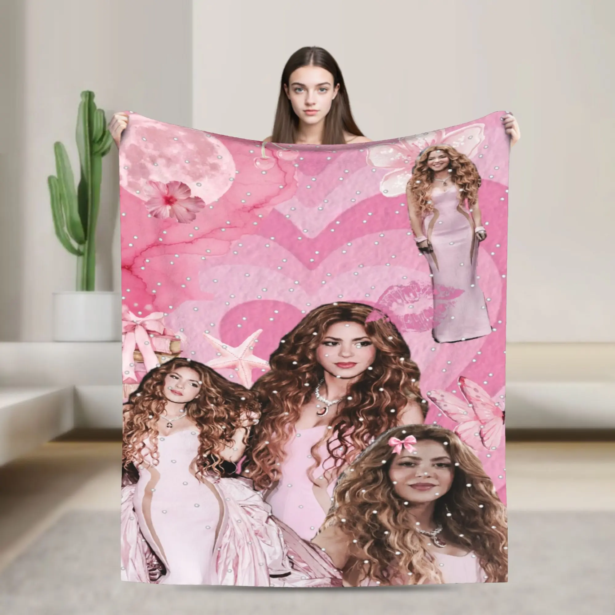 Shakira Colombian Singer Blanket Flannel  Super Warm Throw Blankets for Car Sofa Couch Bed Rug