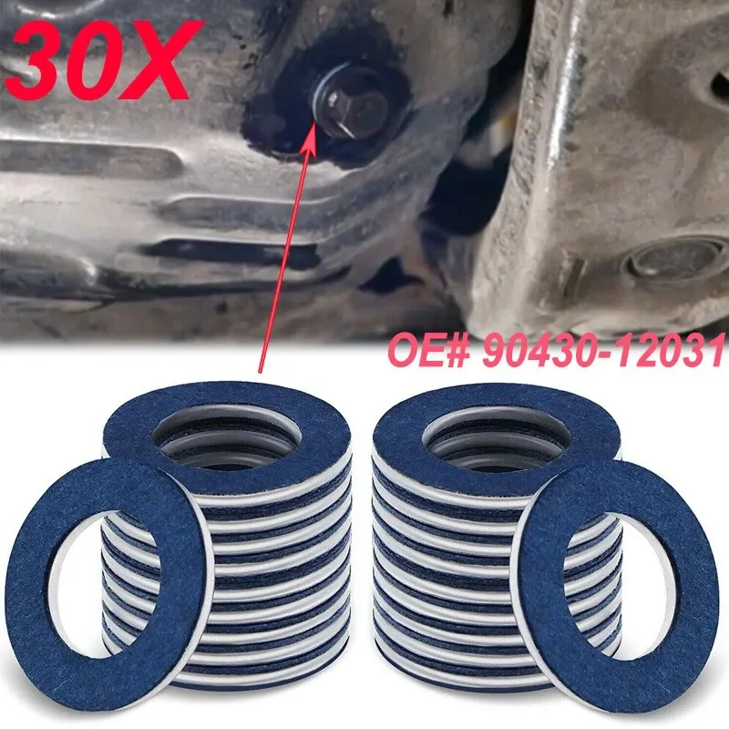 1/30Pcs Uszczelki korków spustowych oleju Podkładka uszczelniająca Pierścień miski olejowej Uszczelki korka spustowego oleju do Toyota Camry Corolla Auto Parts #   90430-12031