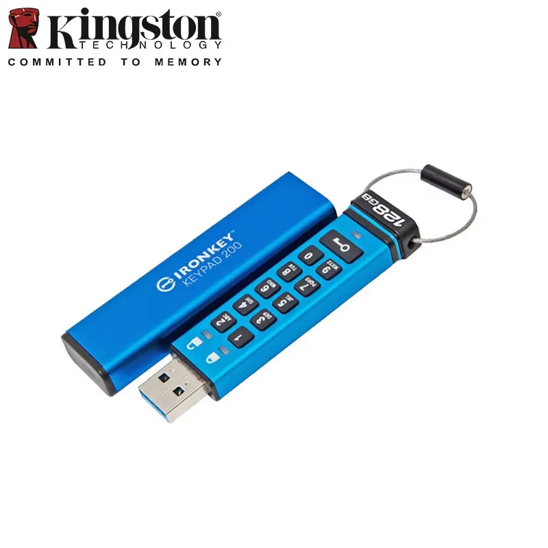 Unidad Flash USB3.2 Gen 1 Kingston IKKP200 de 16 GB, 32 GB, 64 GB, 256 GB, IronKey Keypad 200, FIPS 140-3, Pendrive de Seguridad Encriptado con AES-256