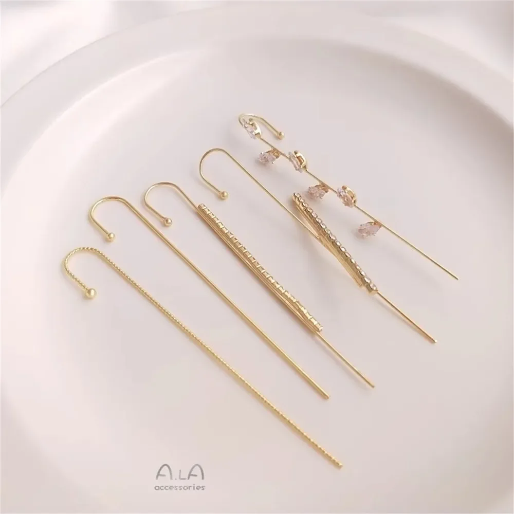 

14K Gold-plated Zircon Piercing Earrings with Integrated Auricle Style Ear Bone Clip Earrings DIY Personalized Ear Accessory