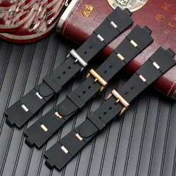 Waterproof Rubber Silicone 22mm 24mm Watch Strap for Bvlgari Polo/GMT Fold Black Solid Stainless Steel Buckle Sports Watchbands