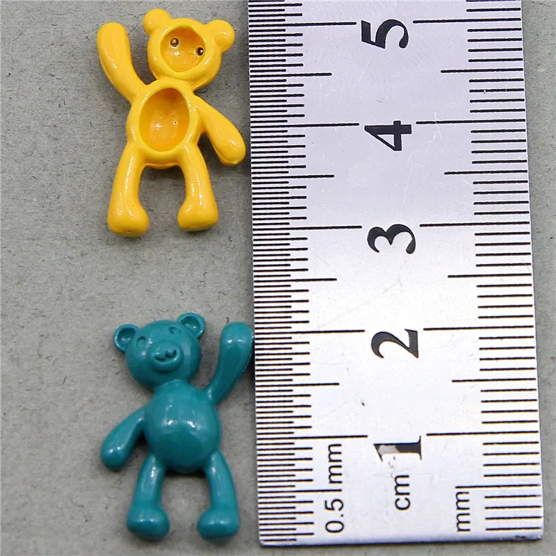 6pcs Spray Paint Bear Alloy Charms Mini Animals Enamel Bracelet Floating Pendants For Jewelry Making Accessory