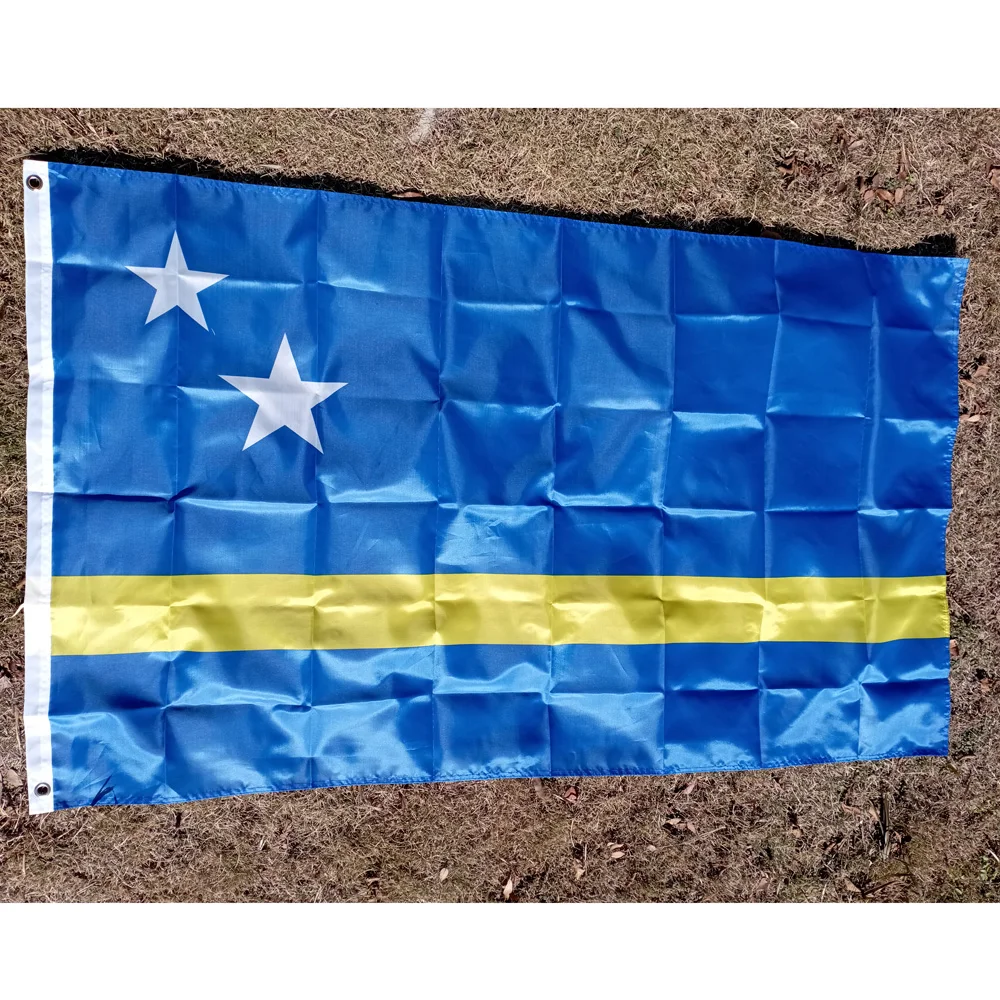 Bandera de Curazao de 90x150cm, Bandera de Curazao de Poliéster con Impresión Digital para Celebración