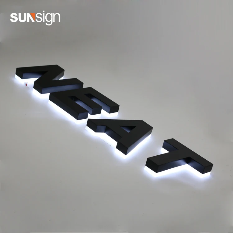 Outdoor Reclame Halo Lit 3d Metalen Teken Letters Aangepaste Acryl Led Backlit Bewegwijzering