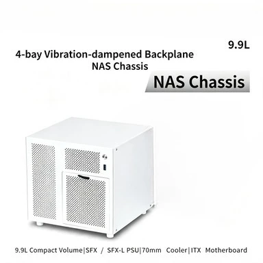 4‑Bay NAS Mini Chassis Compact Home Storage Server Enclosure Compatible with SFX Power Supply ITX Motherboard for Data Storage
