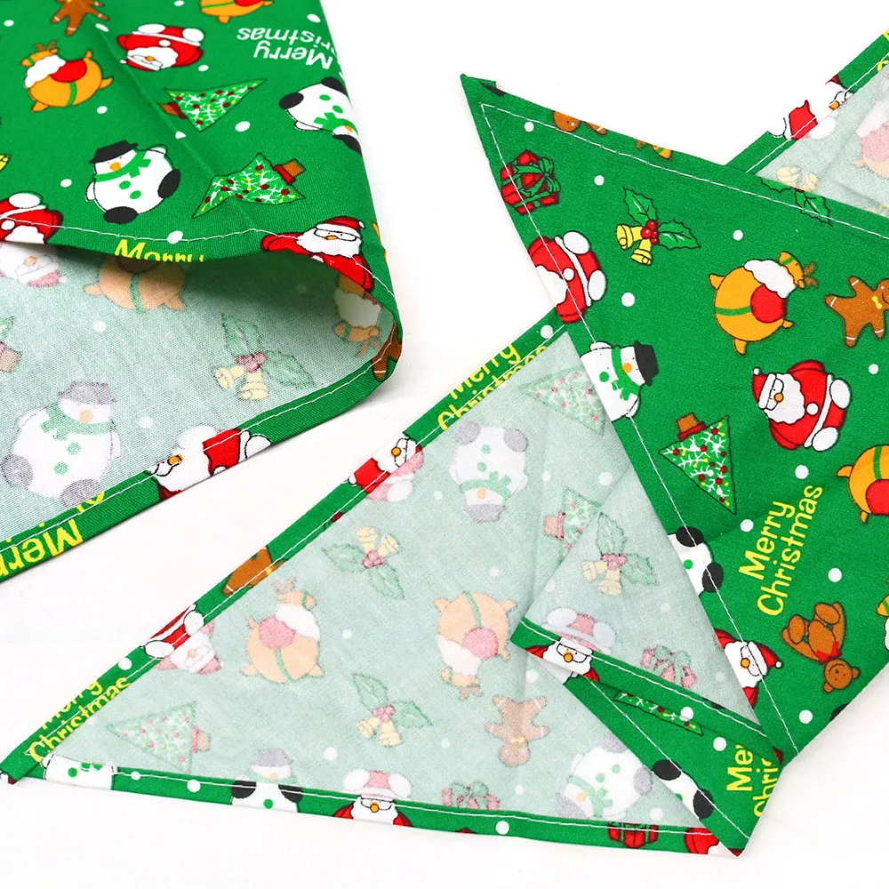Wholesale 60Pcs Christmas Style Cotton Dog Cat Scarf Bandana Adjustable Dog Collar Waterproof Dog Bibs Pet Grooming Accessories