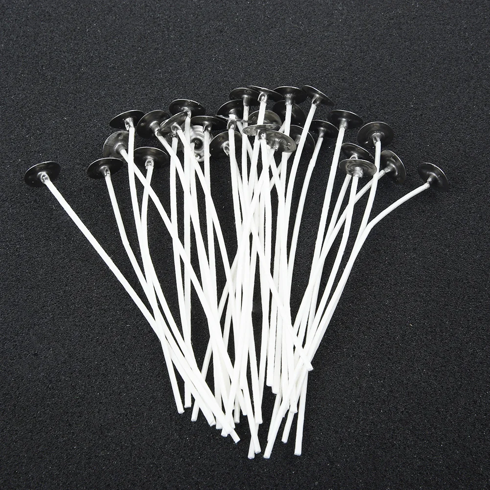 Fai da te per realizzare candele essenziali 30 nuclei in cotone per stoppini per candele con sostenitori, lunghezza 10 cm, per progetti creativi