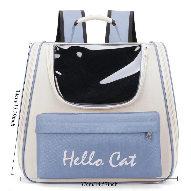 حقيبة ظهر لحمل الحيوانات الأليفة مع حروف "Hello Cat" ونافذة شفافة وجيب قابل للتنفس، حقيبة ظهر مريحة للسفر للقطط والكلاب