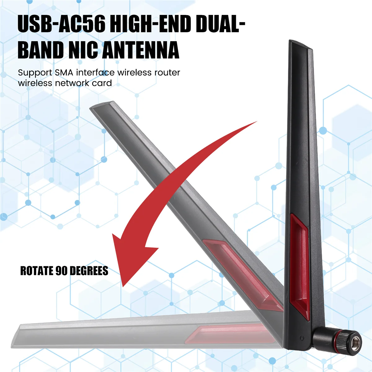 LSJD 4PCS 2.4G/5G WiFi Antenna SMA Internal Adapter for ASUS AC68U AC88U AC66U 8DBi Wireless LAN/Wi-Fi Router Adapter