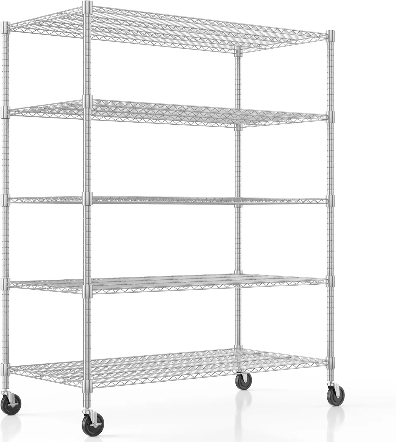 

Homdox Heavy Duty Storage Shelves, 5 Tier Wire Shelving Unit With Wheels, Commercial Adjustable Metal Shelves For Storage,