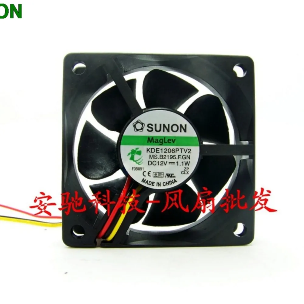 For Sunon KDE1206PTV2 6CM 6025 12V 1.1W  three lines 3-pin cooling fans