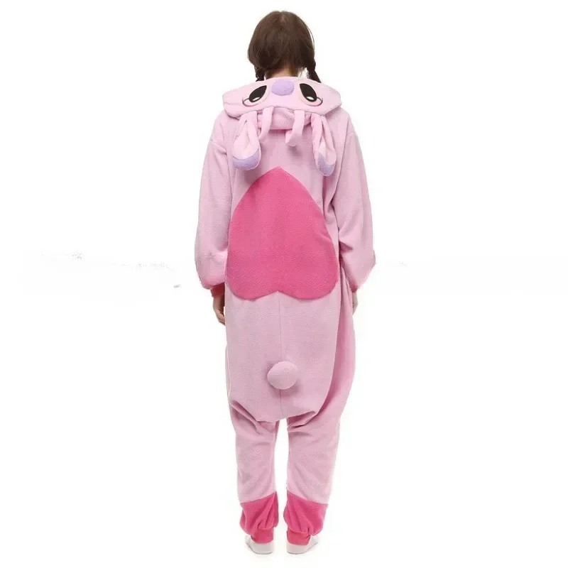 Stitch Kigurumi Onesie Kawaii Teenagers Women Pajamas Flannel Warm Soft Overall Onepiece Night Home Sleeping Jumpsuit Keep Warm