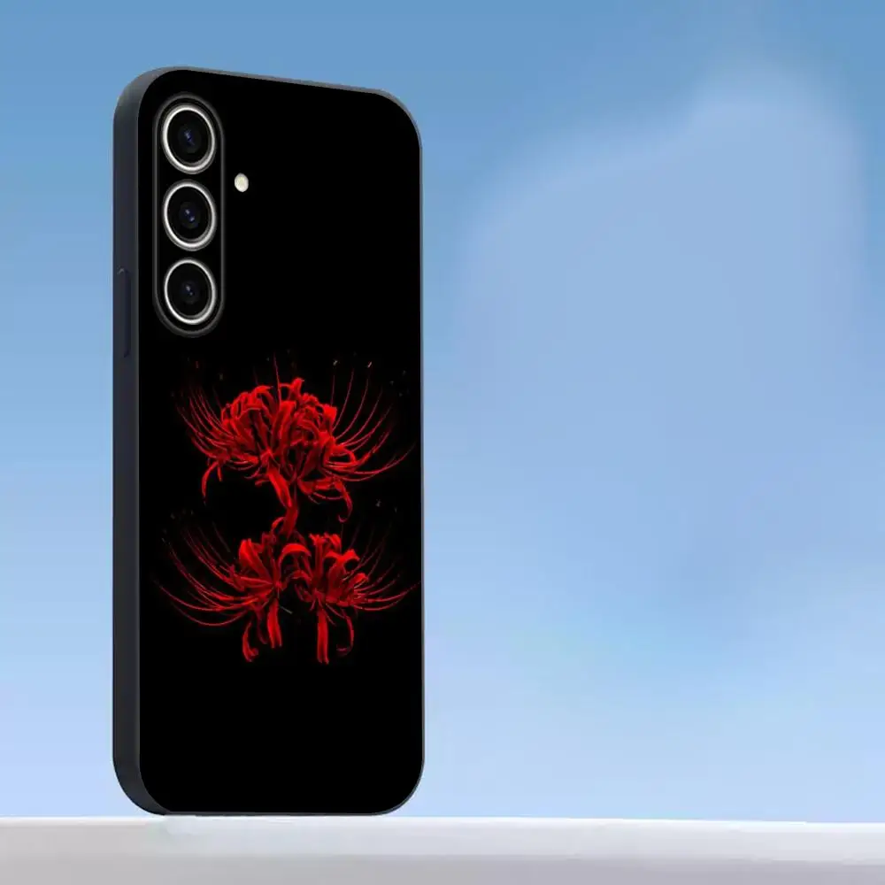 Red spider lily Japan art fashion design  Phone Case For Samsung Galaxy S26 S25 S24 S23 S22 S21 Plus Ultra Note20 Soft Black view 6
