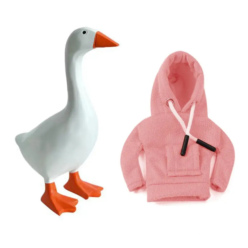 Hoodie Gans Standbeeld Speelgoed Hars Magnetische Eend Zuigsleutel Home Decor Sculptuur Sleutelrek Simulatie Gans Speelgoed Voor Kinderen Geschenken