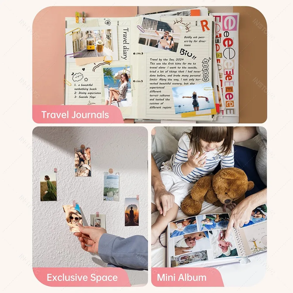 300dpiポケットカラーフォトプリンター ミニBluetooth DIY共有写真 旅行 家庭用 HPRT CP2100 マシン & 2x3インチ用紙 リボン