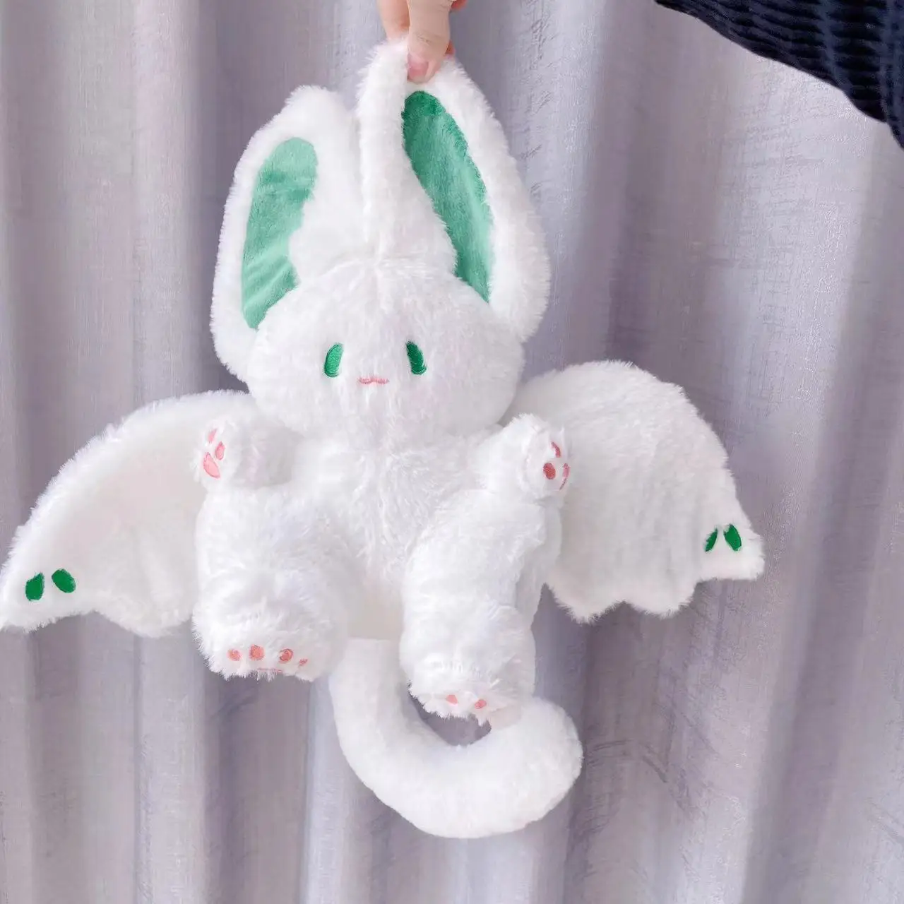 Cute Cartoon Flying White Rabbit Plush Toy Anime Bunny with Bat Wings Stuffed Doll Appease Baby Slepping Toys Lovely Girls Gifts