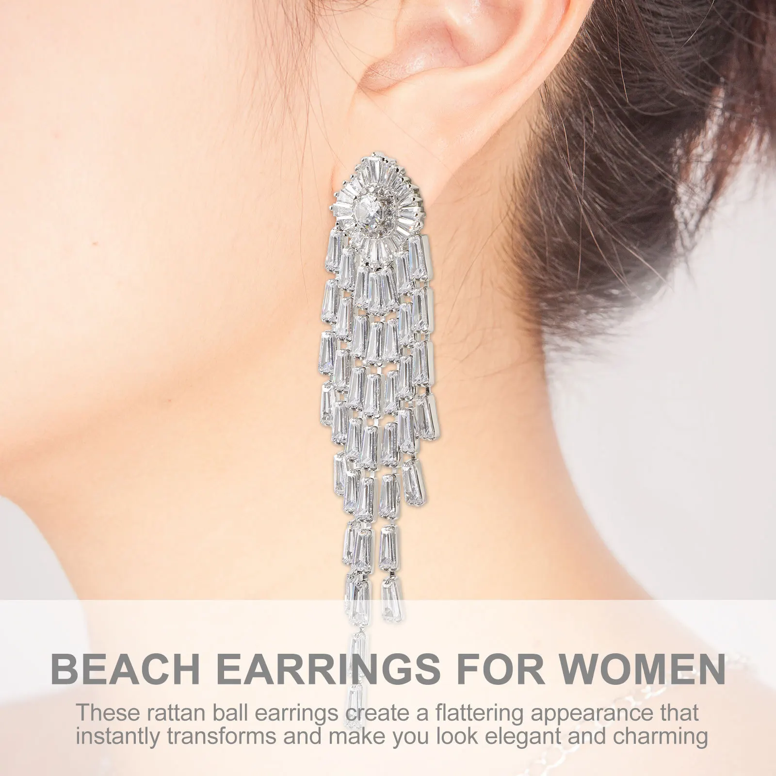 

1 Pair Long Tassel Dangle Earrings Zircon Drop Earrings For Women Girls Fashion Jewelry Lightweight Elegant Ear Decor For Daily