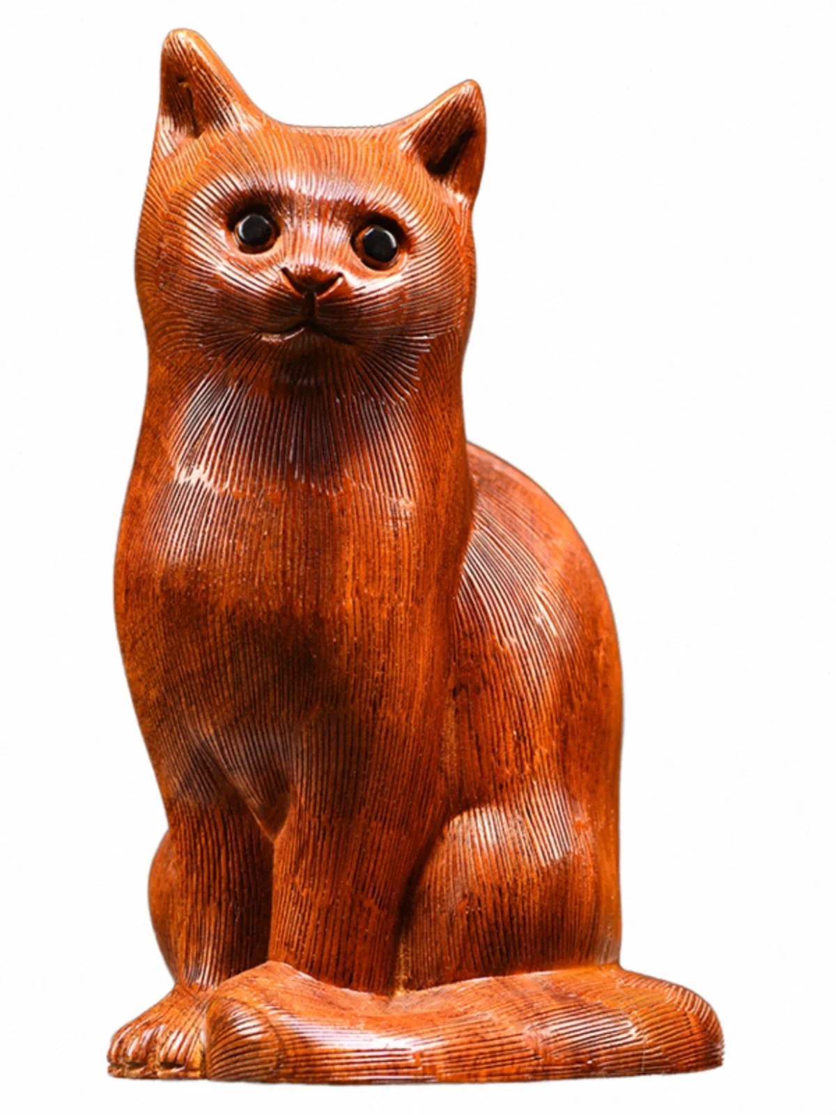 Wood Carving Ornaments Cat Solid Wood Carving Cute Animal Home Living Room Office Desk Girlfriend Craft Gift