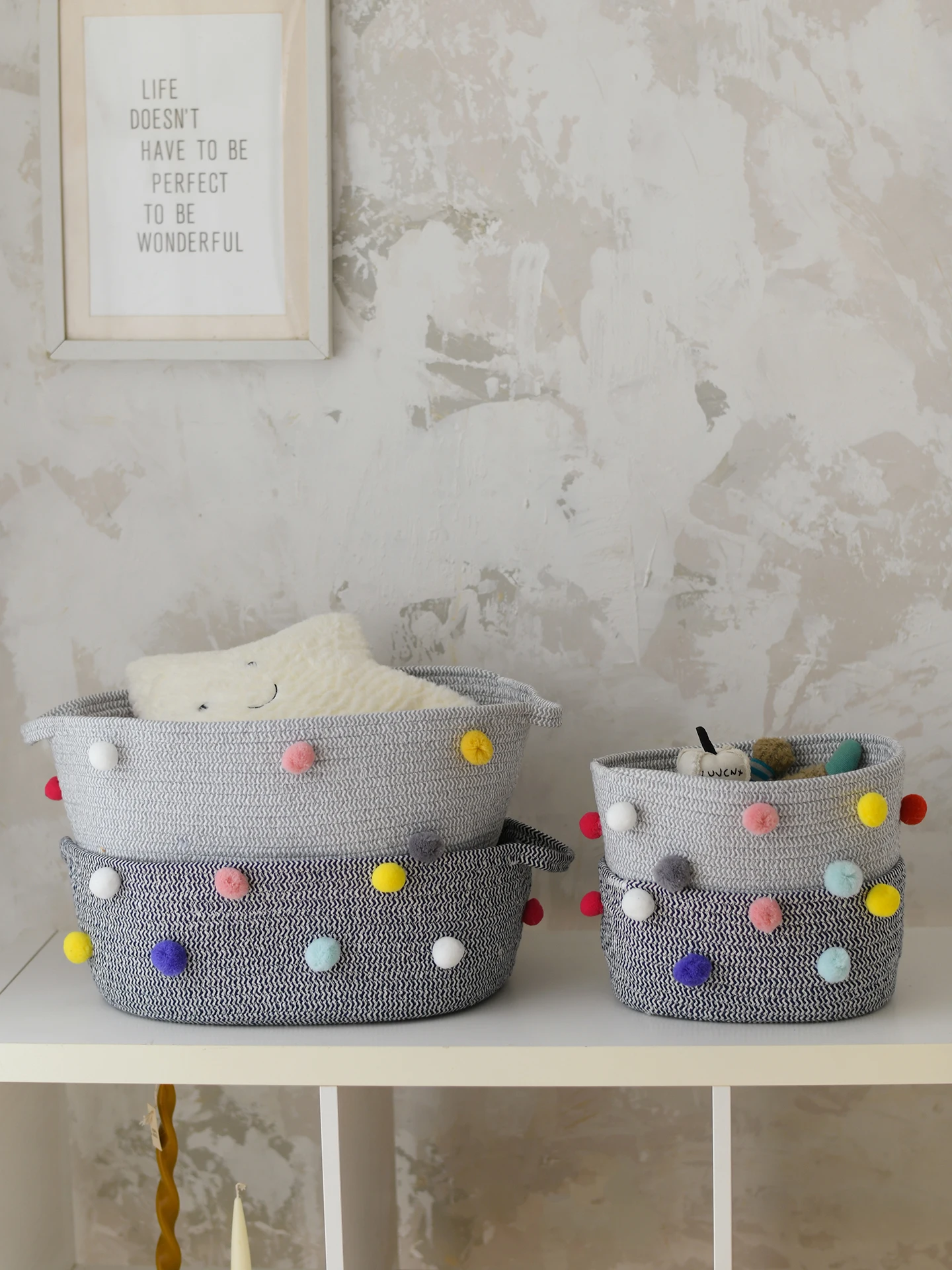 

Handmade Cotton Rope Storage Basket DIY Frame Home Decoration Sna Organizer Box Living Room Storage Solution