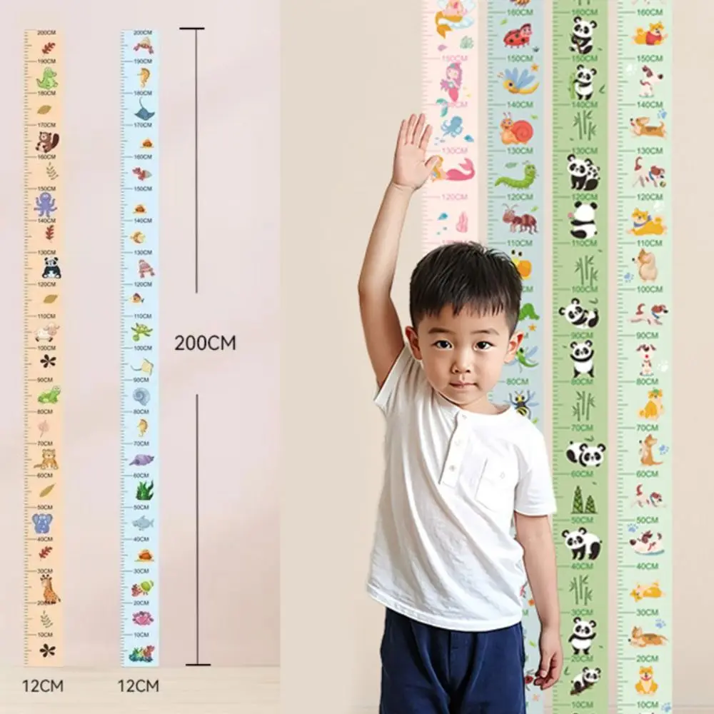 2M Height Height Measurement Sticker Self-adhesive Waterproof Child Growth Chart Removable Catoon Pattern Height Measuring Tape