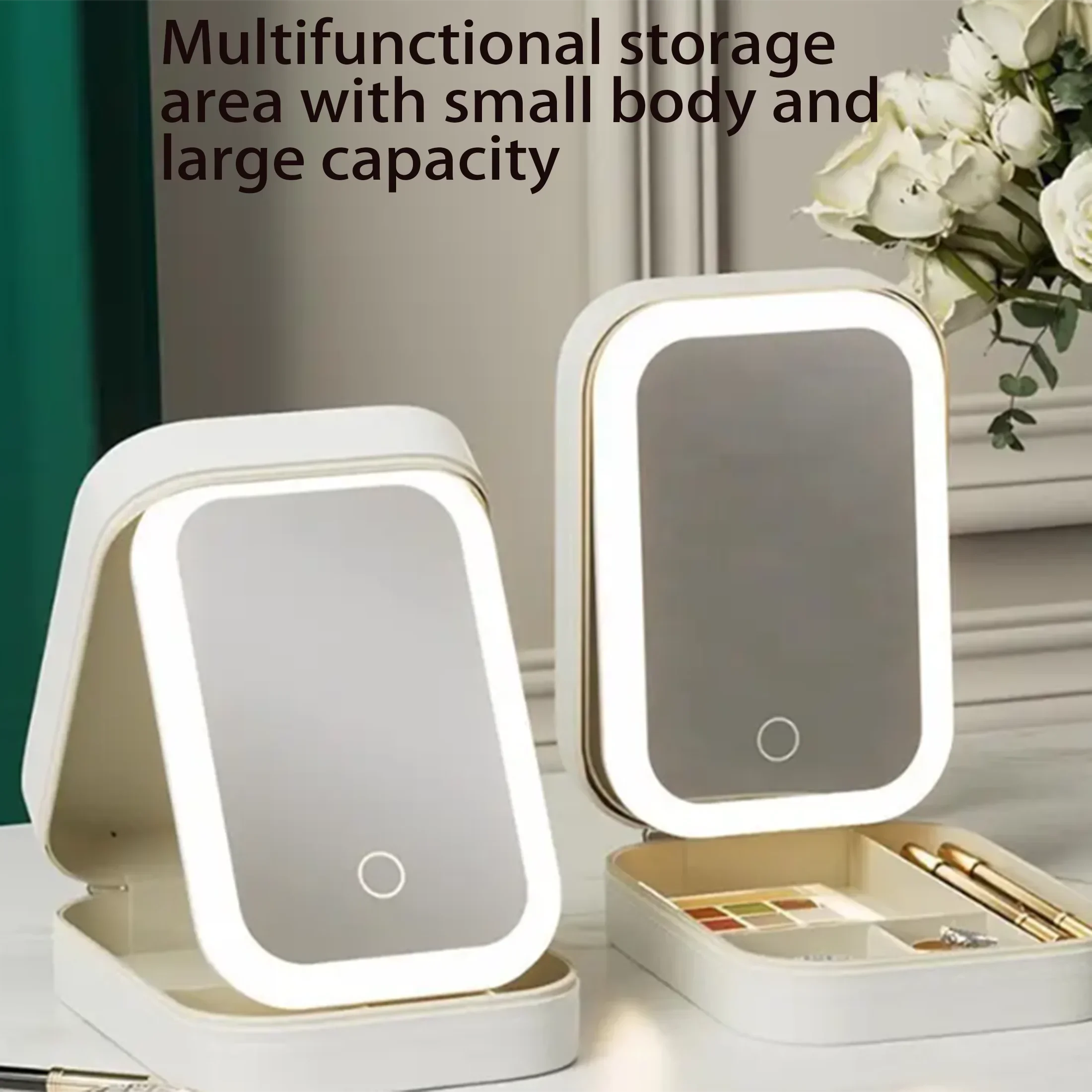 1pc LED Lighted Makeup Bag with Adjustable Dividers - Portable TravelCosmetic Case, USB Rechargeable