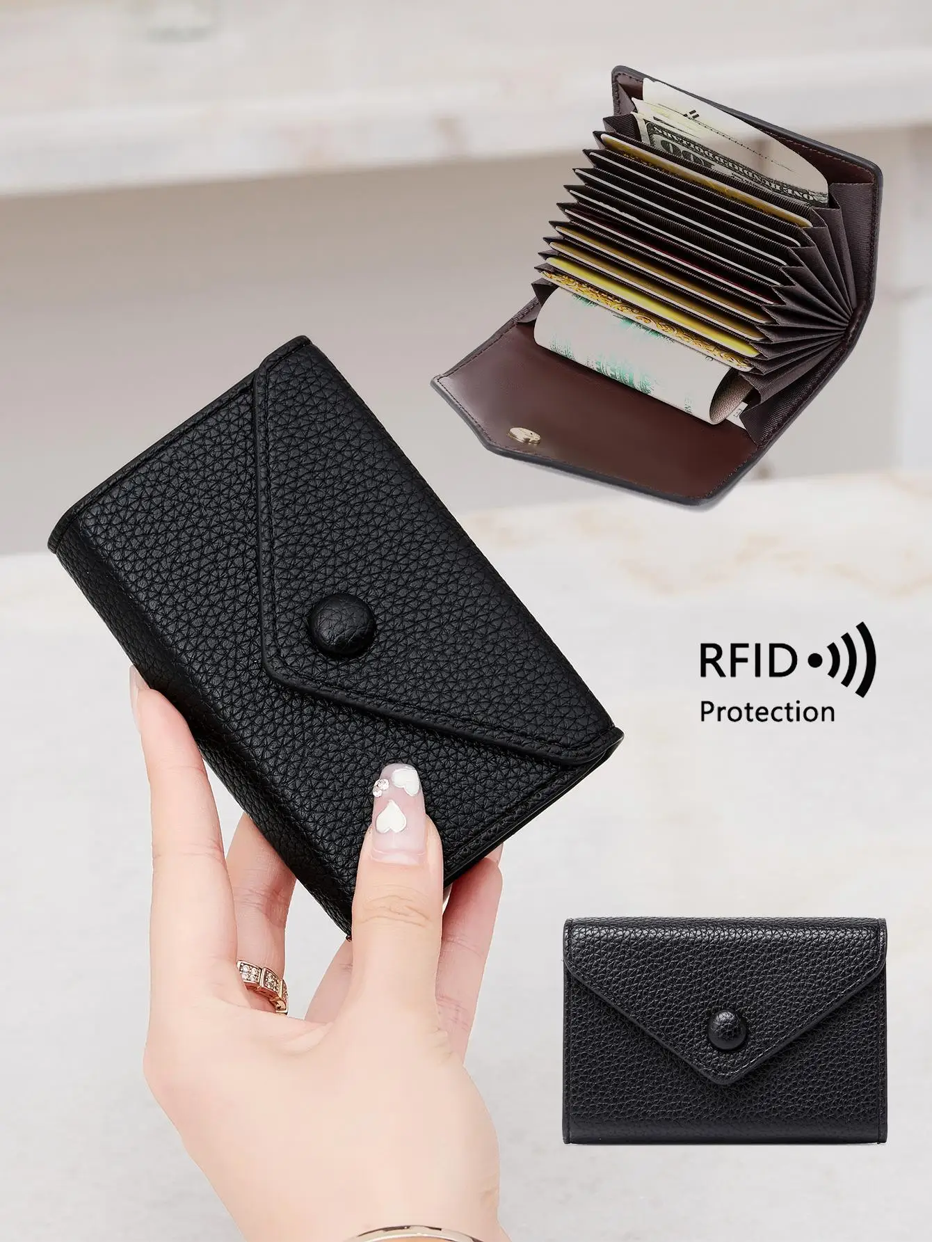 

CHARM INFINITE Litchi Embossed Multiple Card Slots Flap Button Decor Lightweight Portable Card ID Card White-Collar Workers For Female For Holiday For Anniversary For Birthday Gift Accessories Gifts For Teachers Hot Pink Card Holder Wallet Business Card H