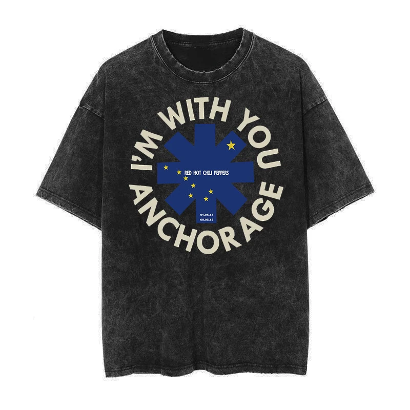 Trend Washed Vintage Cotton Tshirt RED HOT CHILI PEPPERS T-shirt Men Women Hip Hop T Shirt Oversized Streetwear Short Sleeve Tee