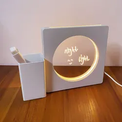 1pc Illuminated Acrylic Message Board, LED Night Light With Erasable Writing Surface And Pen Holder, USB-Powered Desk Lamp, Vers