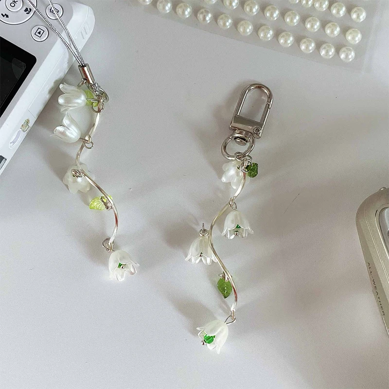 

Шнурок для телефона с изображением милого колокольчика, орхидеи, кисточки для девочек, цветы, ремешок для телефона, подвеска для сумки, украшение