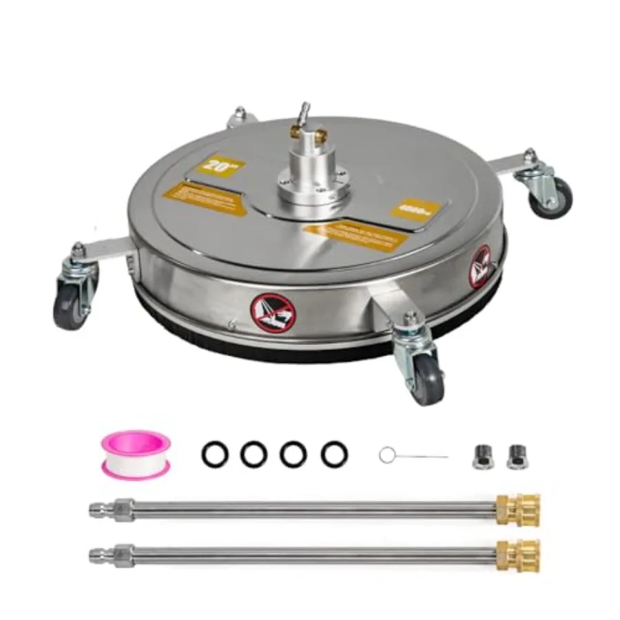 

20" Pressure Washer Surface Cleaner with 4200 PSI Power 4 Wheels Mobility 1/4" Quick Connector and Comprehensive Washer Accesso