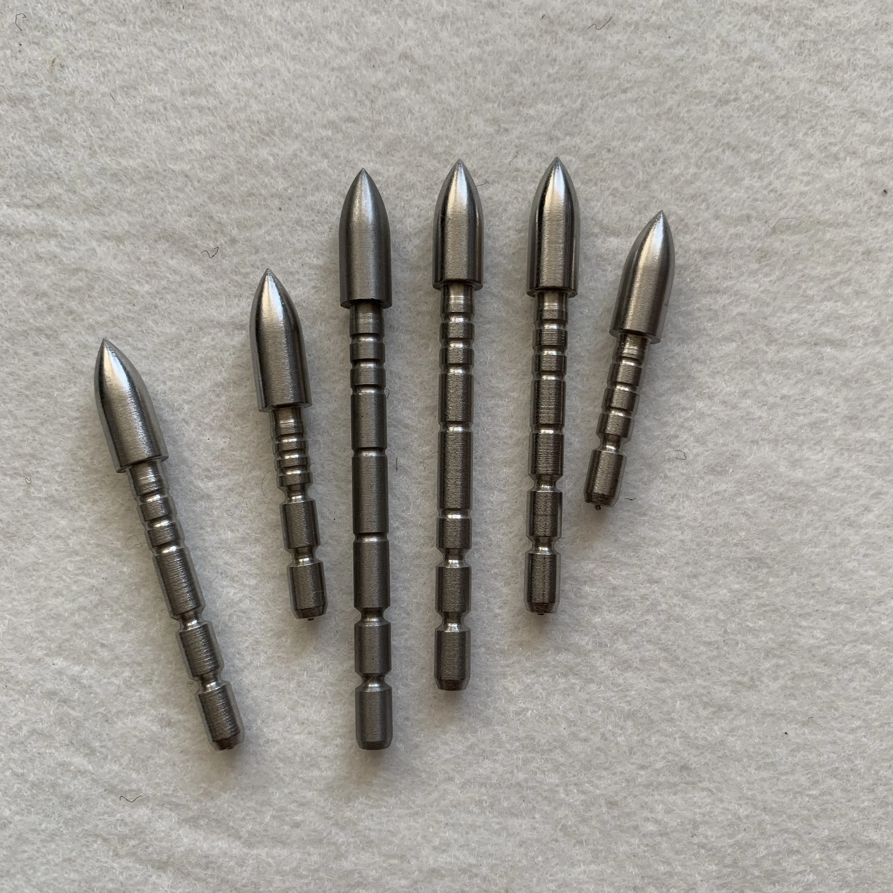 12pcs Stainless Steel Bullet Point Tip For ID 4.2 mm Arrow Shaft Arrow Head 70 80 90 100 110 120 Grain ID 4.2mm OD 6.0mm