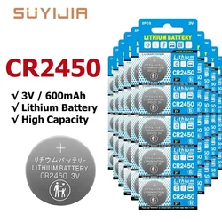 10-100pcs CR2450 Watch Buttom Battery KCR2450 5029LC LM2450 DL2450 ECR2450 BR2450 CR 2450 3V 600mAh Lithium Coin Cell Batteries