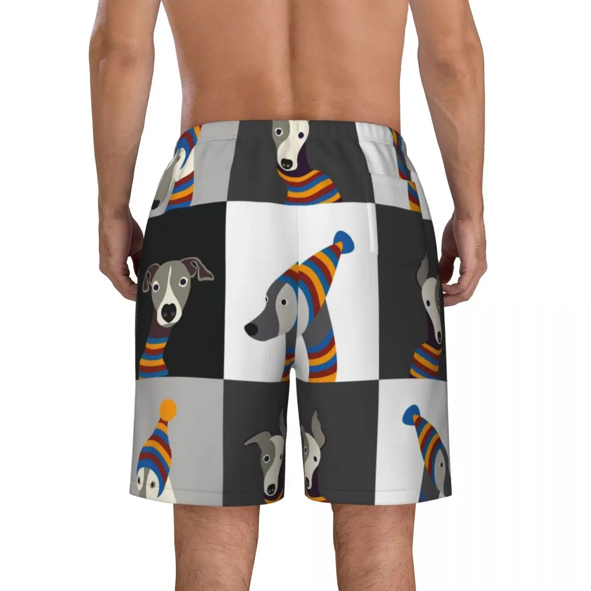 Lustige Cartoon Windhund Whippet Hund Männer Badehose Bade bekleidung schnell trocknen Strand Board Shorts Windhund Hund Schwimmen Boards horts