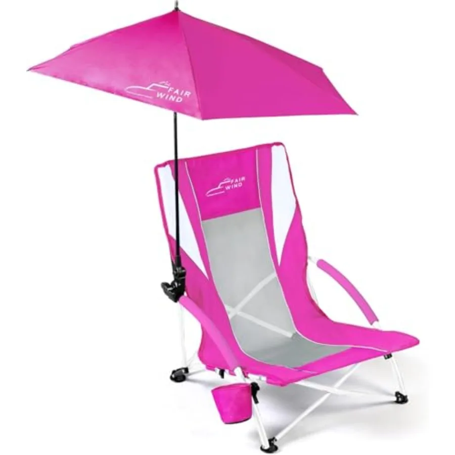 

Portable Beach Chair with Umbrella 300LBS Heavy Duty Folding Compact Canopy Chair with Cup Holder and Carry Bag for Beach Campi