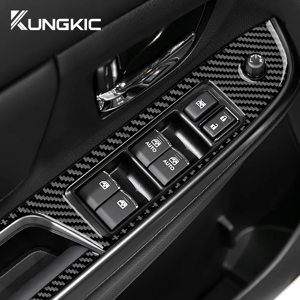 Real Soft Carbon Fiber Car Sticker For Subaru WRX 2018 2019 2020 2021 Door Window Switch Button Panel Accessories Interior Trim