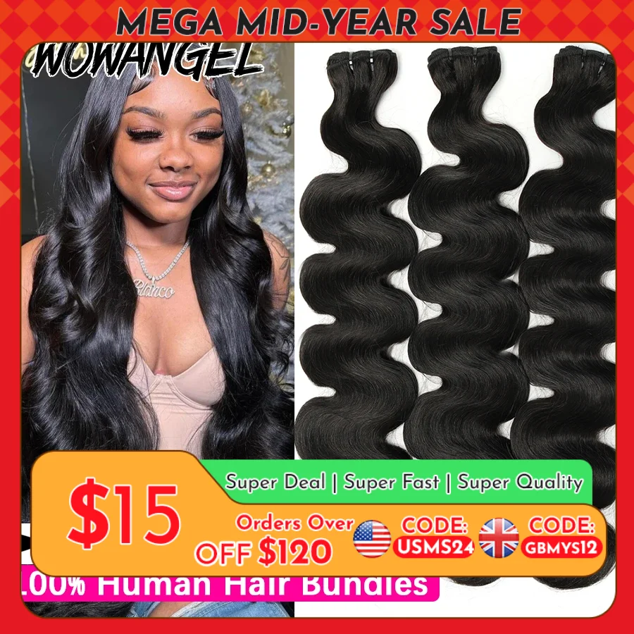Wow anjo 28 30 polegada onda do corpo feixes de cabelo humano 1/3/4 peças 10a extensões de cabelo remy brasileiro único pacote cabelo virgem