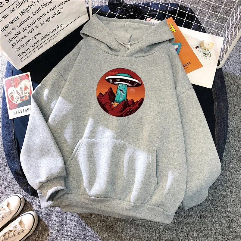 Men's Fashion Alien Ship Print Hoodies Spring Autumn Long Sleeve Sweatshirts Outdoor Sport Clothes