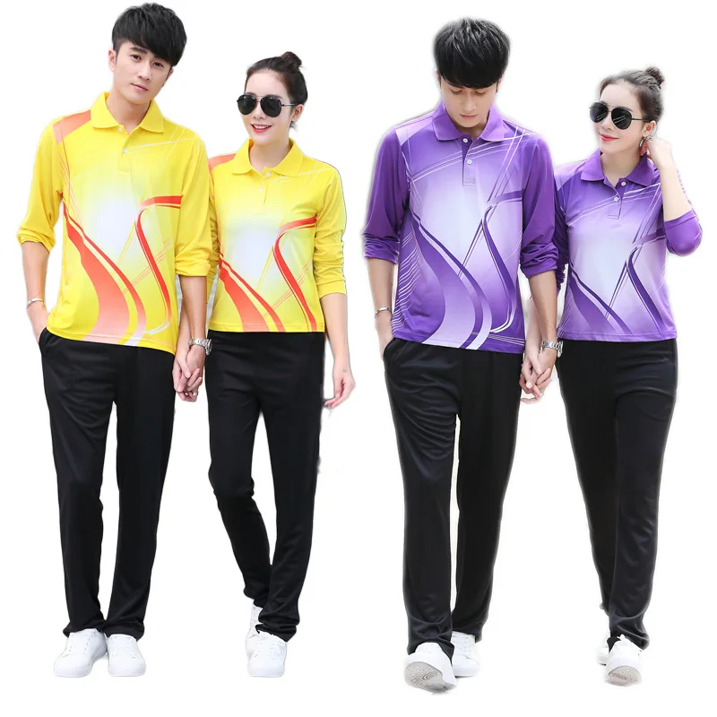 New Men/Women badminton long sleeve shirt pants,table tennis T shirts,tennis training jerseys sets sportswear trousers tracksuit