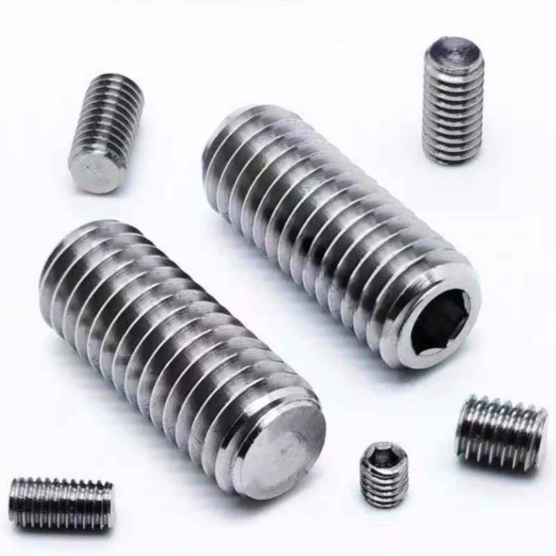 

10PCS GB80 DIN913 Hex Socket Set Screws, Pure Titanium Flat End Grub Screws M2-M6 Industrial Fastener Bolts