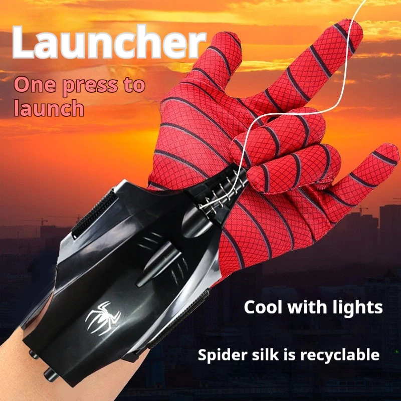 Web Shooter Wrist Toy, Electric Auto Retracting Rope, Rechargeable Launcher, Kids Cosplay Interactive Stress Relief Toy for Boys