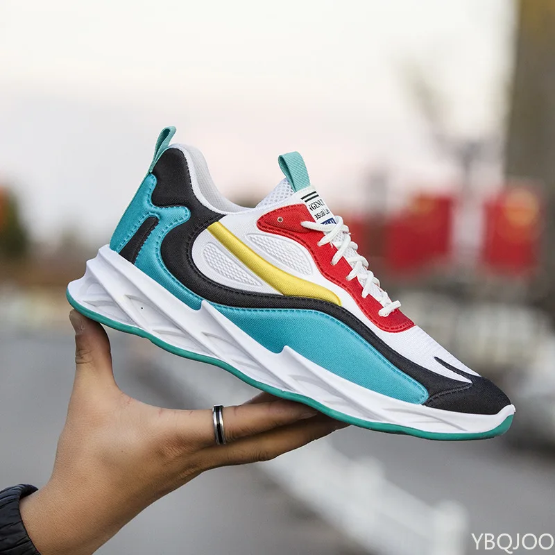 봄 가을 신상 패션 다용도 두꺼운 밑창 남성 신발 캐주얼 편안한 스니커즈 통기성 메쉬 부드러운 밑창 남성 신발