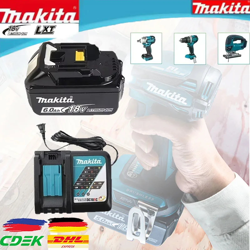 

100% Makita 18V 6.0Ah Rechargeable Power Tool Battery Lithium ion Replacement BL1830B BL1850B BL1860B BL1815 BL1840 Makita 18V