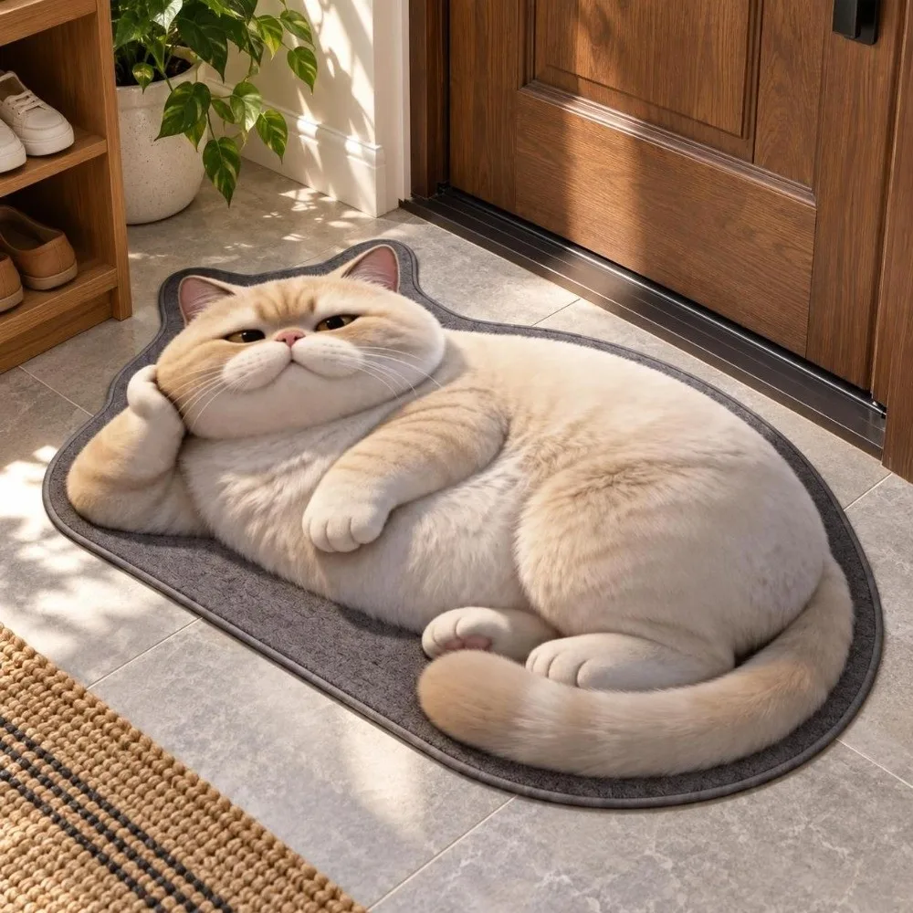 Diatomaceous Earth Lifelike Cat Floor Mat Non-slip 40×60CM 50×80CM 60×90CM Bathroom Carpet Washable Water-absorbing