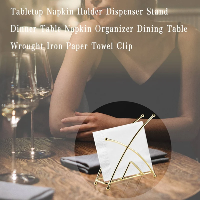 SEWS-1Pcs Tabletop Napkin Holder Dispenser Stand Dinner Table Napkin Organizer Dining Table Wrought Iron Paper Towel Clip