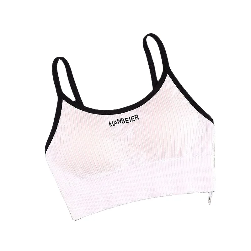 Outdoor Threaded Sports Letter Suspender Color Matching Bra Chest Pad Type Tube Top Breast Wrapping Underwear