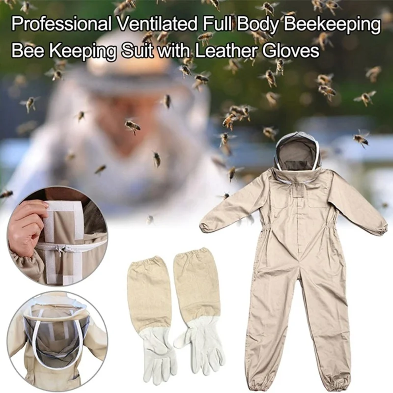 Bienenanzug mit Handschuhen, Bienenzucht-Schutzanzüge, Imkeranzug, Bienenhalter-Ausrüstung, Overall, Bienen-Outfit