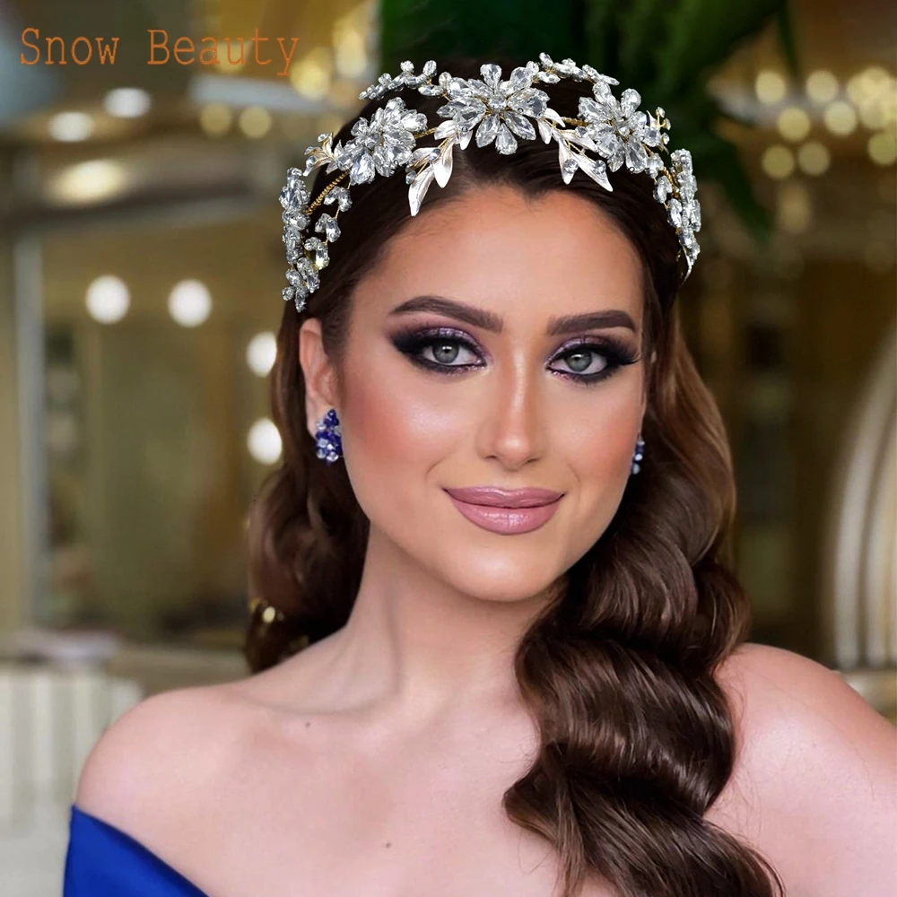 

A503 Handmade Crystal Bridal Hairbands Wedding Hair Accessories Rhinestone Tiaras Women Party Gift Hair Hoop Fashion Headdress