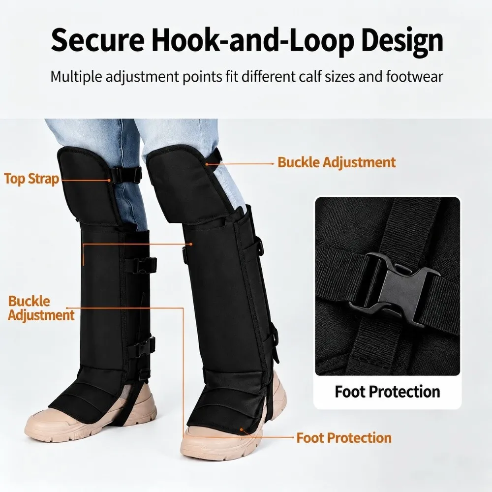 Knee High Leg Gaiters Snake Bite Protection Foldable Snow Boot Gaiters Adjustable Scratch-Proof Leg Guards Outdoor